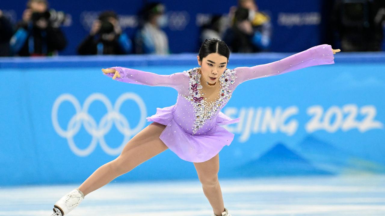 There is a sinister detail lying beneath 11 of Beijing’s Olympic ice rinks. (USA's Karen Chen pictured). Picture: WANG Zhao/AFP