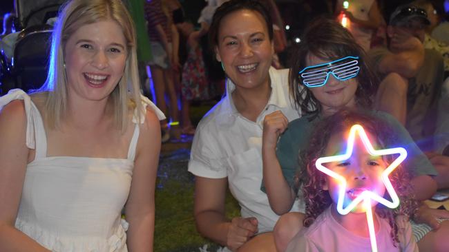 Tasmin Anderson, Leah Ihaka, Diesel and Reign celebrating New Year's Eve 2022 at Mooloolaba. Photo: Elizabeth Neil