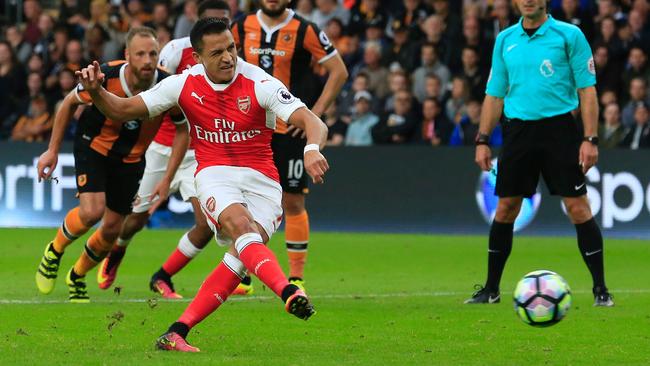 Arsenal's Chilean striker Alexis Sanchez has his penalty saved.