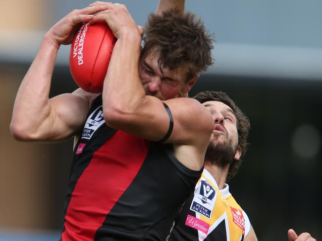 Matt Dornauf brings in a mark for Essendon’s VFL side. Picture: David Crosling