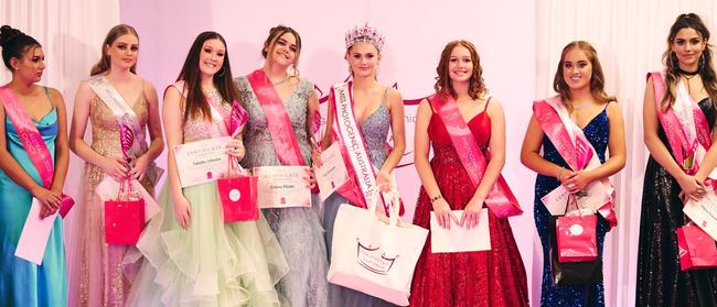 Bella Richardson (fifth from left) with contestants in the Miss Photogenic Teen Australia 2022 competition. Picture: Matt Beswick Photography