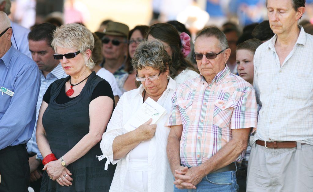 The crowd at the Gatton commemorative flood service at the Lockyer Valley Cultural Centre. . Picture: Rob Williams