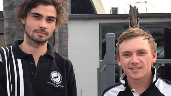 Shane Paech (left) has been a goalkicking threat for Karoonda in 2022. Picture: Karoonda Magpies Football Club