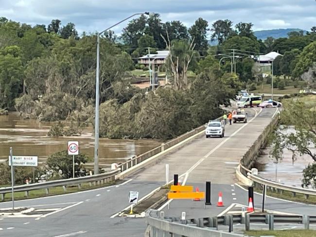 The Normanby Bridge being inspected by engineers on Tuesday morning Marych 1, 2022.