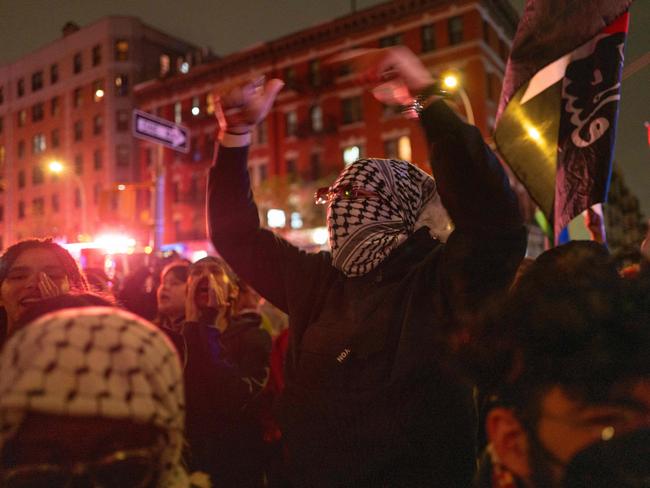 Pro-Palestinian supporters confront police during demonstrations at The City College Of New York. Picture: Getty Images