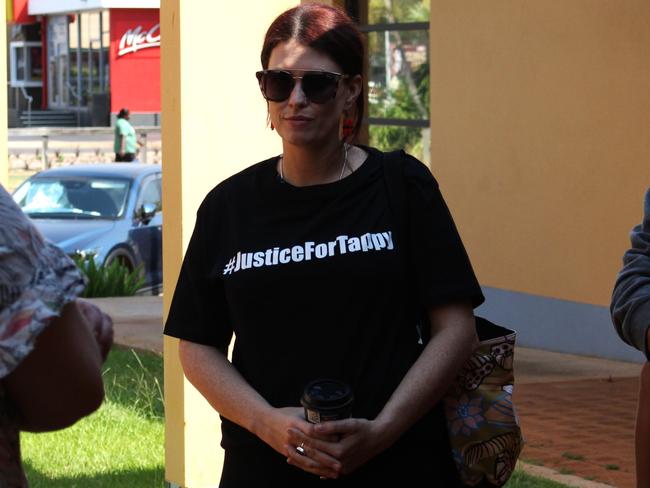 Shane Tapp's sister Danielle Black outside the Katherine Local Court on Tuesday. Picture: Jason Walls