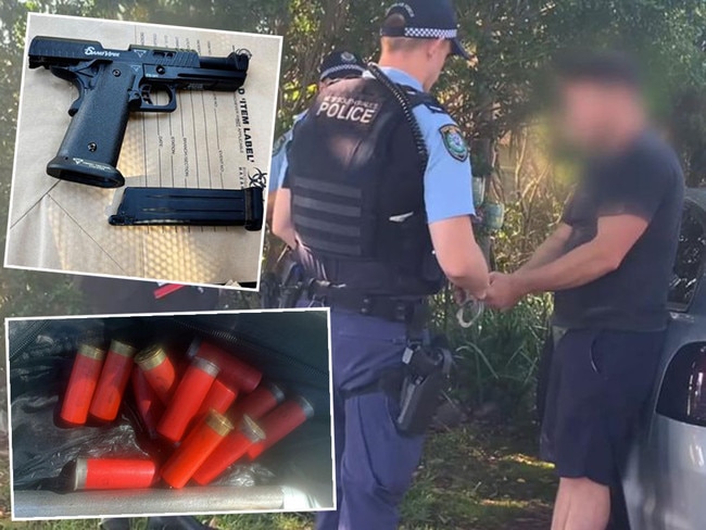 Matthew Barnes, 38, was arrested at his home north of Wollongong, before being charged with 27 offences including breaking and entering, participating in a criminal group, making a false document dealing with crime proceeds and firearm and ammunition offences. Pictires: News Corp/Supplied