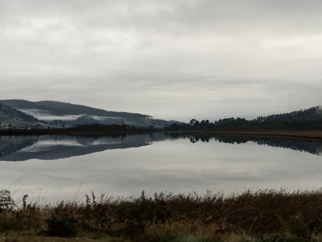 Views from Evans’ property in Cygnet, Tasmania. Picture: Adam Gibson