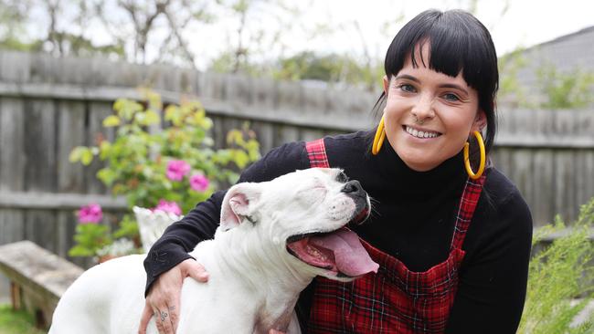 Penny Jenkins and her 8-year-old boxer Sunny. Picture: Alan Barber