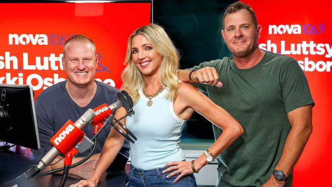 Brisbane Nova's Ash and Luttsy with there new co-host Nikki Osborne who is replacing Susie O'Neill Picture Supplied