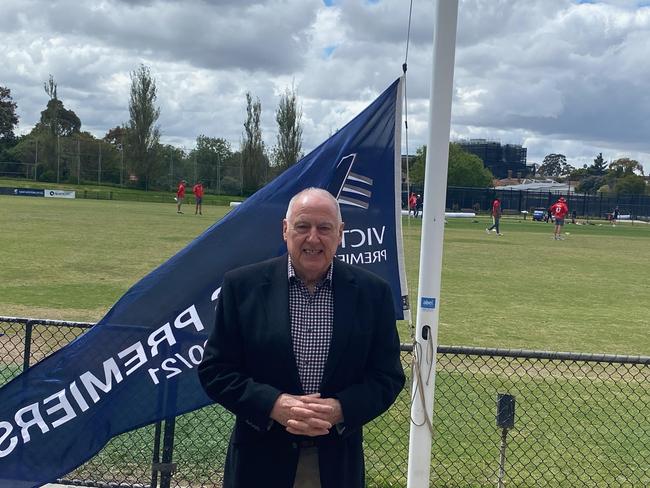 Ian Crawford ahead of the Prahran flag unfurling.