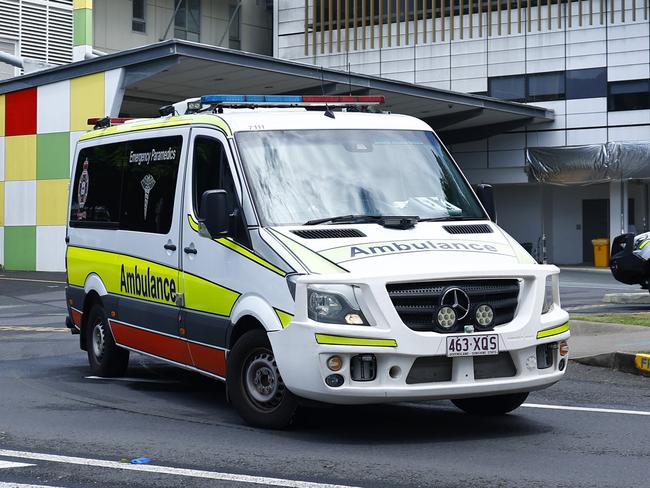 A Queensland Ambulance departs the emergency department of the Cairns Hospital on the Esplanade. Picture: Brendan Radke