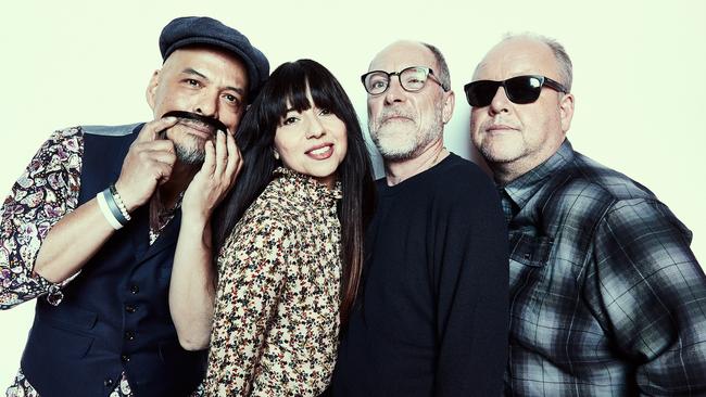 Pixies frontman Black Francis, pictured far right with bandmates Joey Santiago, Paz Lenchantin and David Lovering, wrote the words of Miley Cyrus’s new tattoo.