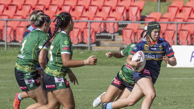 Cheyenne Zirbel for Clydesdales. Under 19 women, Western Clydesdales vs Ipswich Jets, rugby league. Saturday, March 4, 2023. Picture: Nev Madsen.