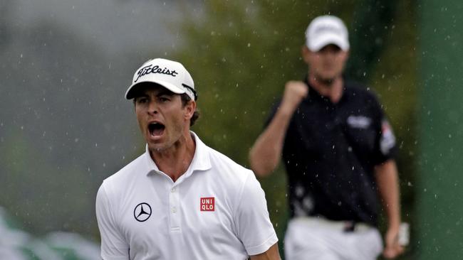 Marc Leishman’s famous fist-pump on the 18th hole in 2013 .(AP Photo/Darron Cummings, File)