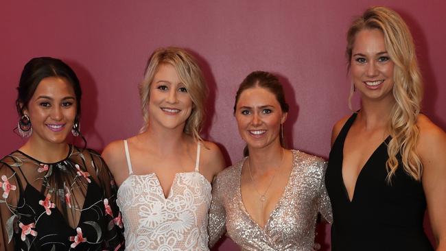 Corban McGregor, Talesha Quinn, Maddie Studdon and Kezie Apps at the Brad Fittler Medal Awards. Pic: Gregg Porteous