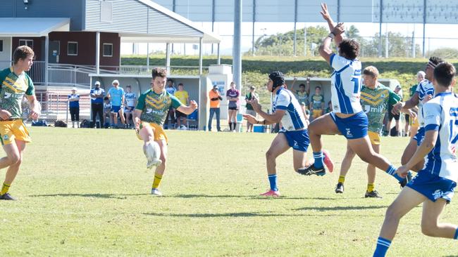 Ignatius Park College and Kirwan State High School teams take on St Brendanâ€™s College Yeppoon teams in Queensland state rugby league semi finals at Mackay on Wednesday, August 24, 2022.