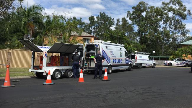 Police at the crime scene set up in Wishart today. Picture: Nicole Pierre