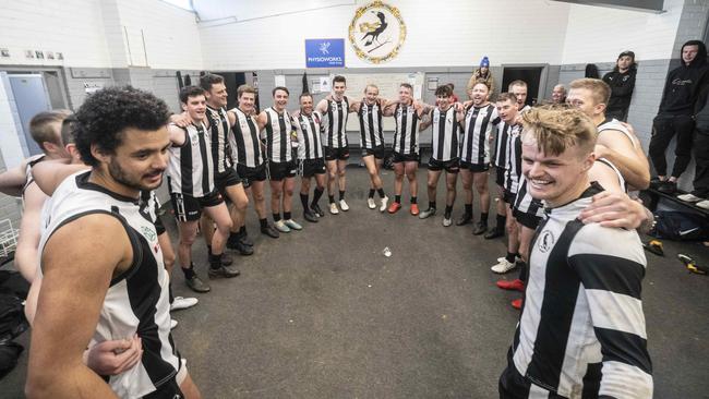 Narre Warren players celebrate their win on Saturday. Picture: Valeriu Campan