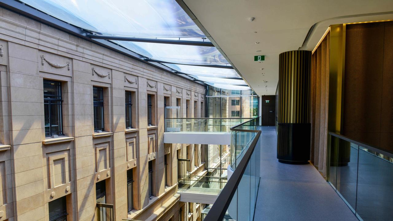 The atrium between the old and new buildings. Photo: Brenton Edwards