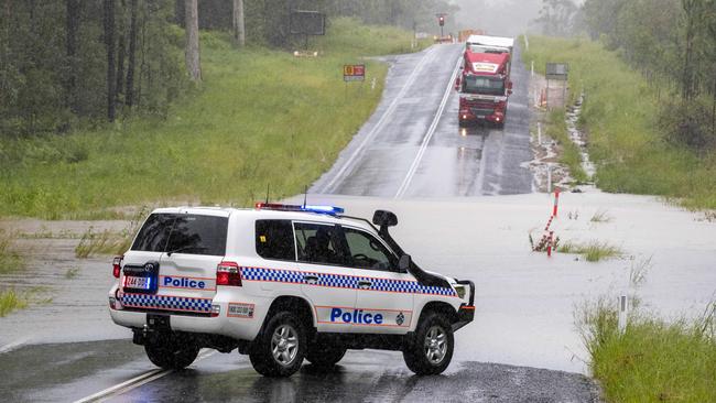 Beerburrum Rd was closed earlier today at Elimbah. Picture: Richard Walker