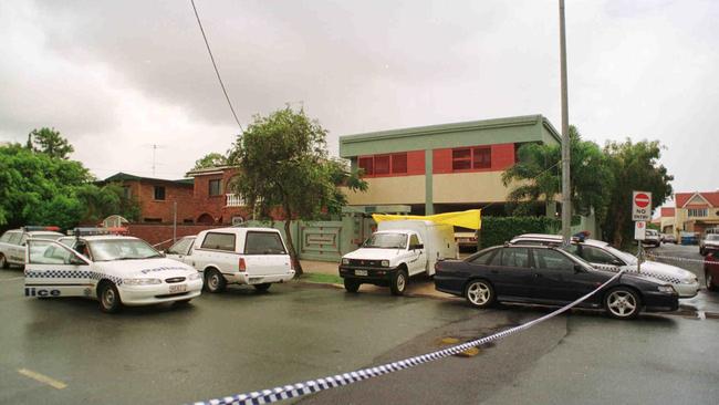 The crime scene at a Main Beach house where two people were stabbed and killed. Picture: Mark Cranitch.