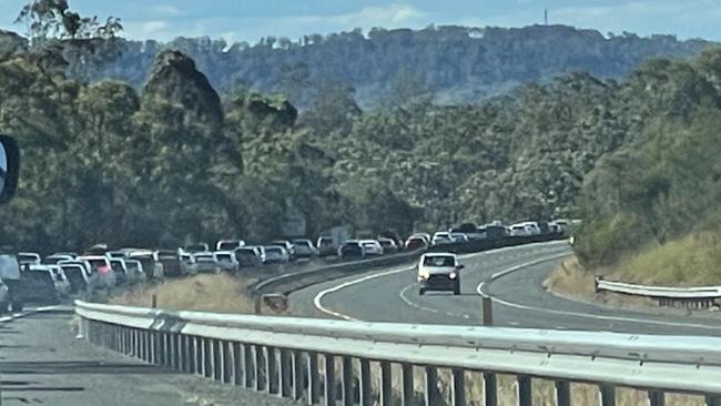 There is very heavy traffic in the northbound lanes of the Hume Hwy. Picture: Supplied