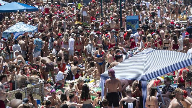 Crowds at Bronte Beach on Christmas Day. Picture: Daily Telegraph/ Monique Harmer