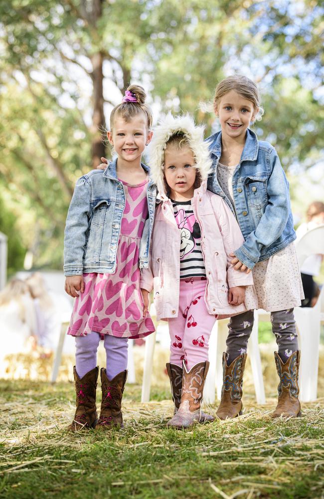 Sisters (from left) Savannah, Ayla and Charlotte Wright at the Hampton Festival, Saturday, May 17, 2025. Picture: Kevin Farmer