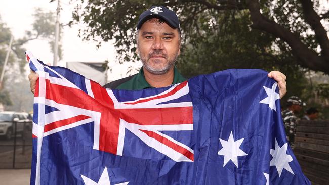 An Aussie fan arrives for day one of the second Test.