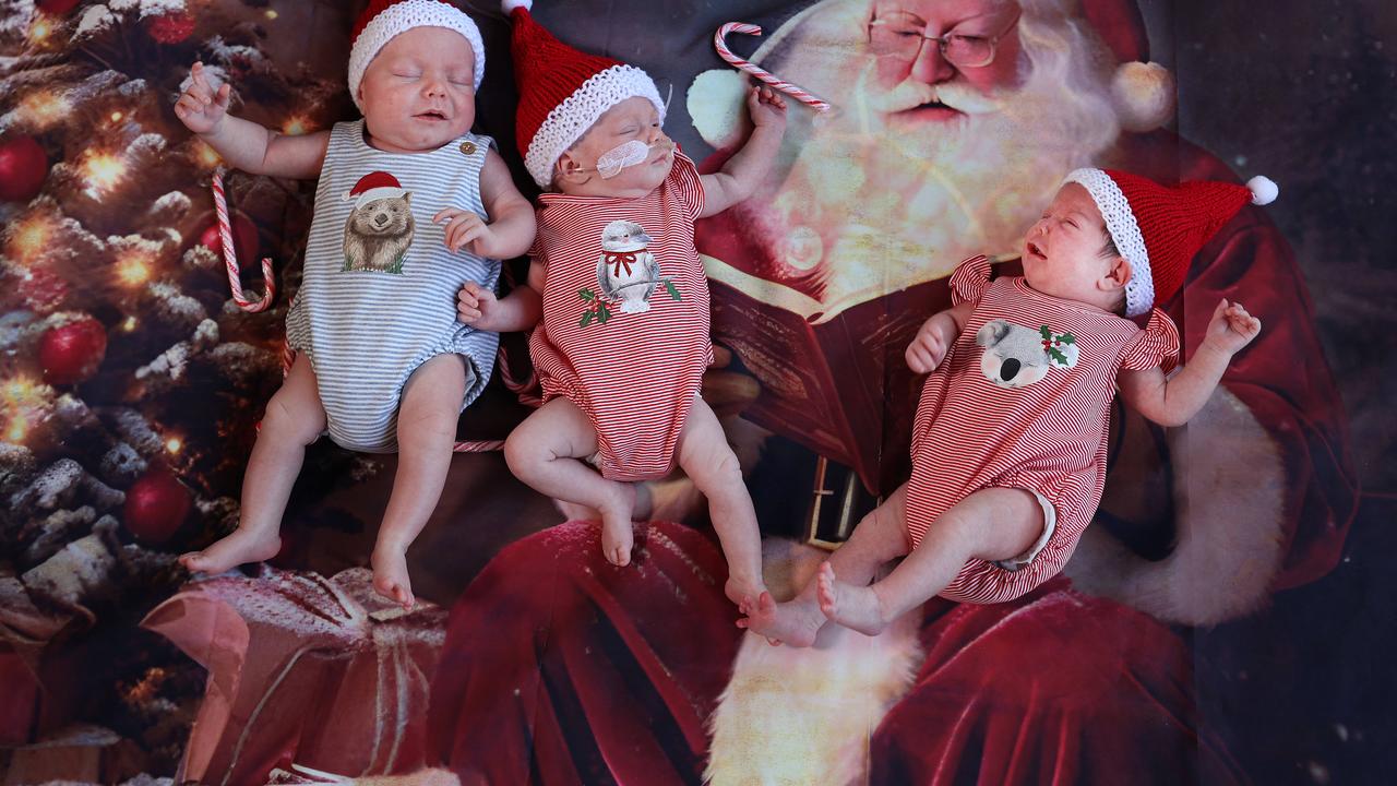 Triplets Josie, Henry and Joyce. Pic: Annette Dew