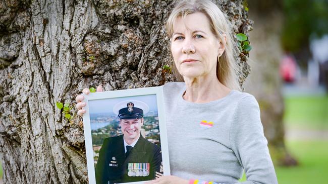 Julie-Ann Finney with a picture of her son Dave. Picture: Brenton Edwards