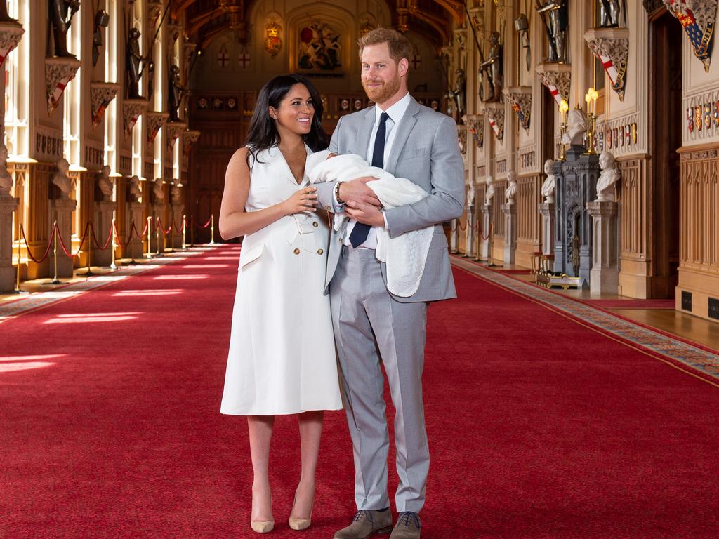 Harry said parenting was ‘amazing’, adding that the two-day-old’s looks were changing all the time, and they were trying to work out who he took after. Picture: Dominic Lipinski - WPA Pool/Getty Images 