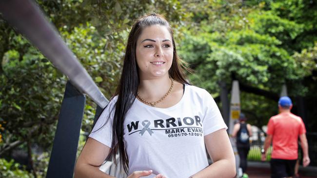 Jade Baki who took part in the Brisbane Melanoma March. Picture: Renae Droop/AAP