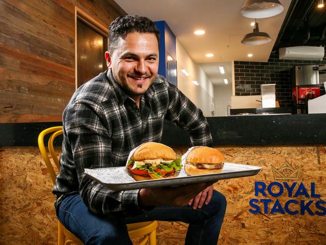 Taste confidential.Owner Dani Zeini in his new Royal Stacks burger store in Sydney Rd. Brunswick.Picture:Ian Currie