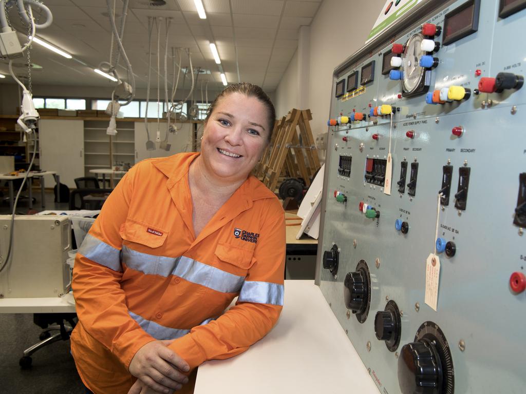 Electrician Sarah Brunton says in more than 20 years in the industry she hasn't seen women's amenities improve. Picture: Supplied