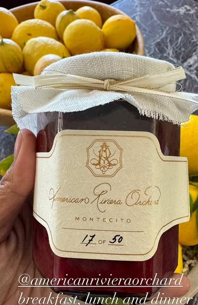 Fashion designer Tracy Robbins’ post with Meghan’s jam. Picture: Instagram