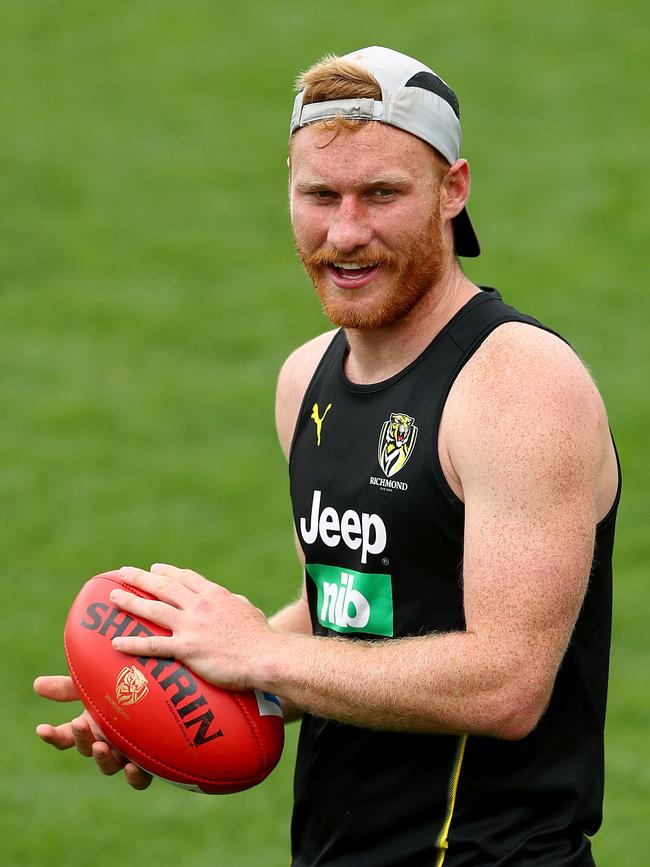 In with the new: Vlastuin at Tiger training earlier this week. Picture: Getty Images