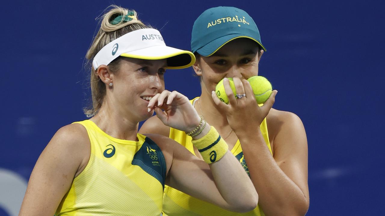 Storm Hunter (nee Sanders) and Ash Barty played together at the Tokyo Olympics but will not reunite for the Paris Games next year, Sanders says. Picture: Alex Coppel