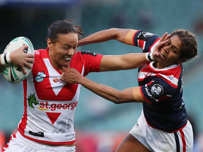 Roosters star Taleena Simon is not afraid to take a hit. Picture: Brett Costello