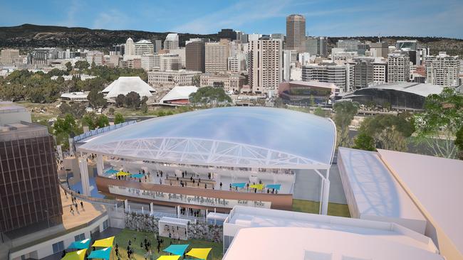 Concept image of the upgraded Memorial Drive Tennis Centre, which will be used for other major events. Picture: State Government