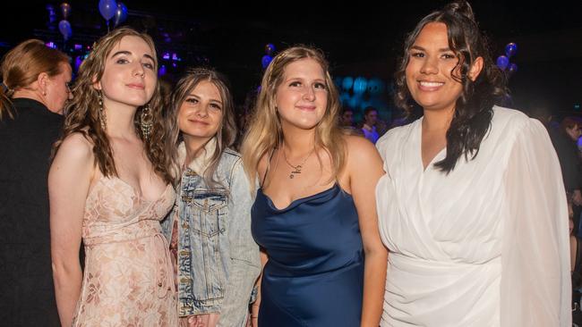 Chloe Weule, Maddy Roberts, Ashley Ward and Kamiah Smith from Mirani State High at the 2022 Mocktail Dance Party. Picture: Michaela Harlow