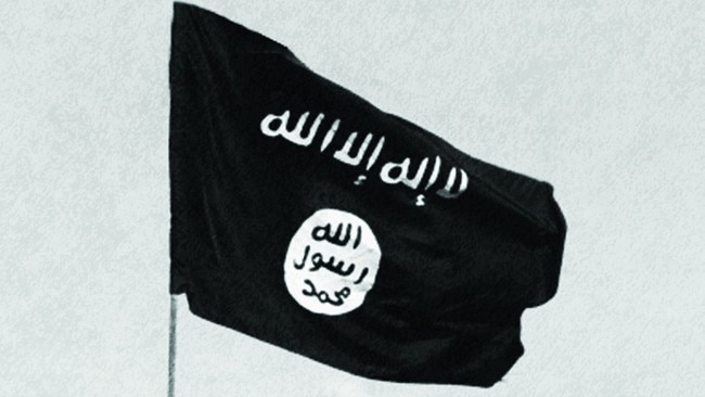 A flag bearing the symbol of terror group ISIS. Dutch security services have warned ISIS is exploiting tensions from the Israel-Gaza war to encourage terror attacks on the west. Picture: Supplied