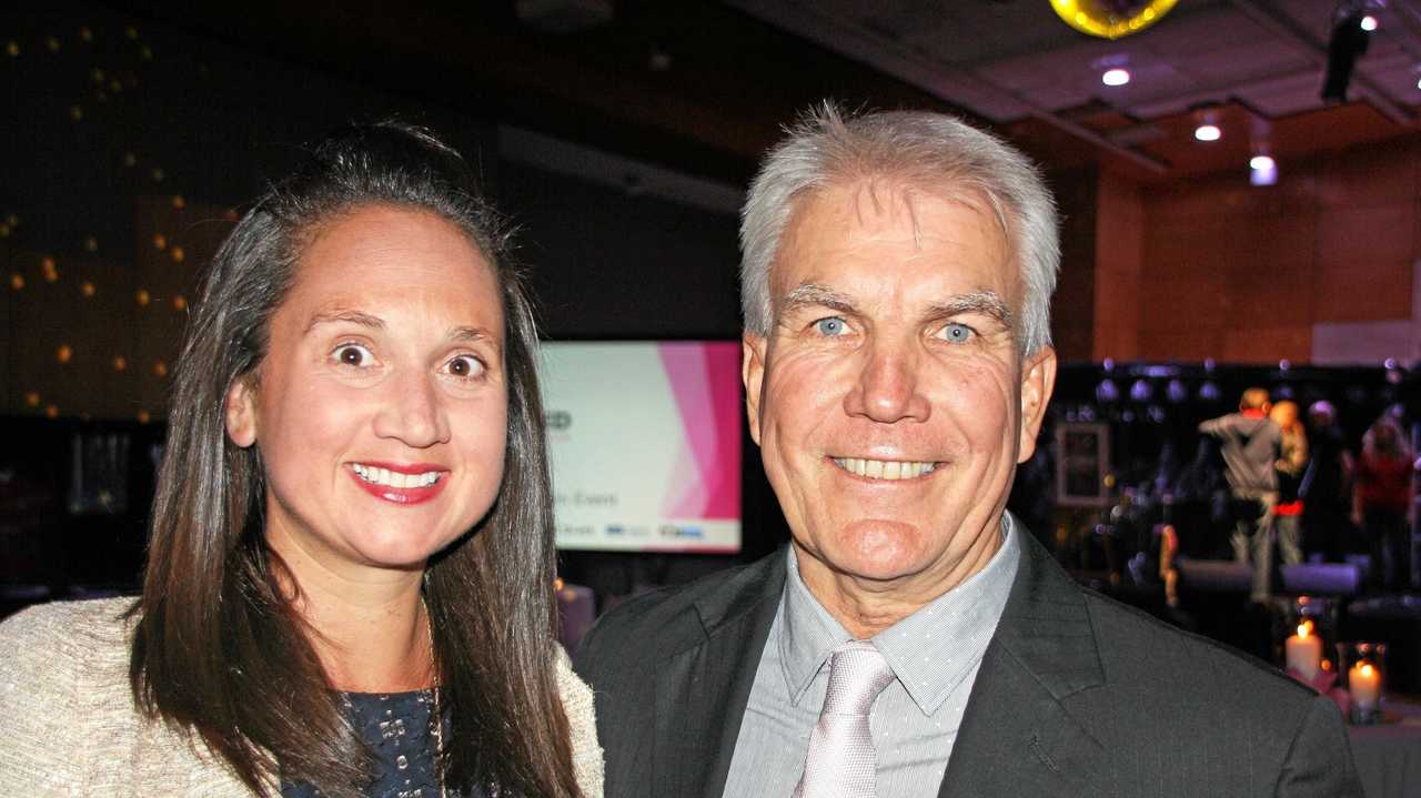 Millie Thomas and Mark Forbes prepare to welcome guests at The endED Main Event, Lake Kawana Community Centre. Picture: Erle Levey