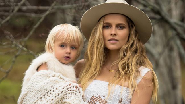 Teresa Palmer with Bodhi in the Adelaide Hills.