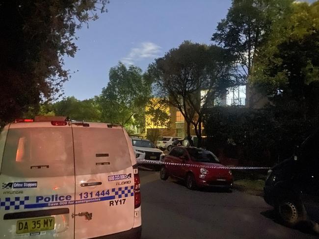 Police at the scene of the alleged assault in Joubert St, Hunters Hill on Monday afternoon, which left a 34-year-old man in Royal North Shore Hospital with critical head injuries. Picture: Supplied