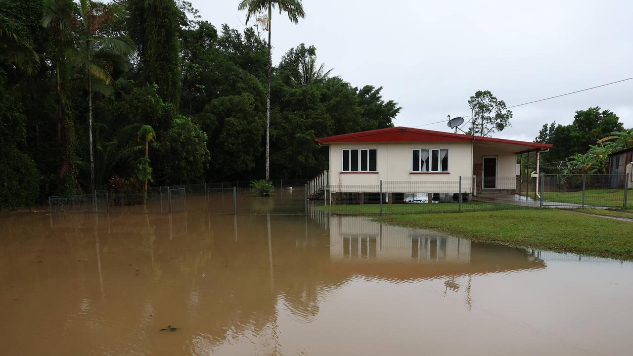 A Mossman home surrounded by water in the aftermath of Cyclone Jasper. Picture: Liam Kidston