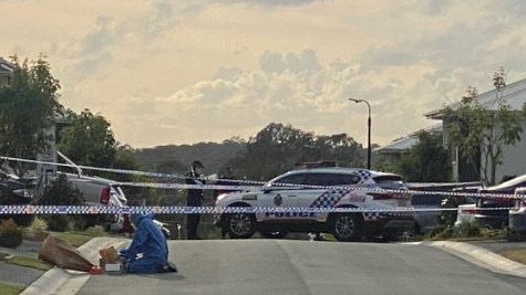 The crime scene outside Shane Bowden's Pimpama home. Picture: 9 News