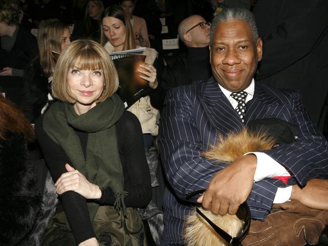 Vogue editor-in-chief Anna Wintour and Vogue editor-at-large Andre Leon Talley, right, attend the showing of the Oscar de la Renta fall 2007 collection, Monday, Feb. 5, 2007, during Fashion Week in New York. (AP Photo/Diane Bondareff)