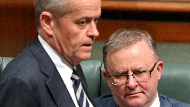 Leader of the Opposition Bill Shorten and Shadow Minister for Infrastructure Anthony Albanese during Question Time in the House of Representatives at Parliament House in Canberra, Tuesday, June 26, 2018. (AAP Image/Mick Tsikas) NO ARCHIVING